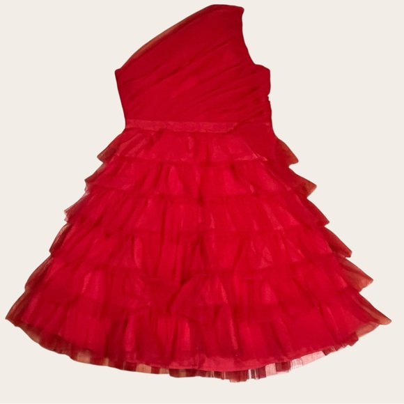 NWOT Eshakti Wayward Fancies One Shoulder Ruffle Tier Mesh Midi Dress - Picture 3 of 7